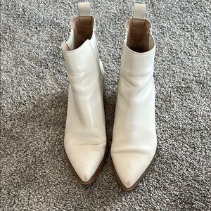 Elegant White Leather Ankle Boots